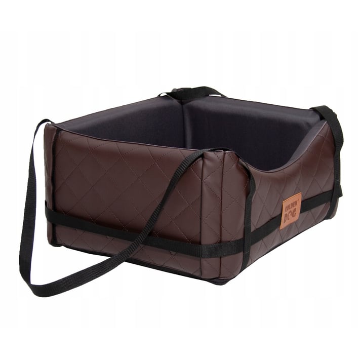 brown quilted eco leather car seat