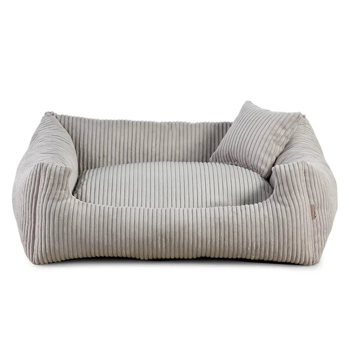 light grey soft stripe dog bed