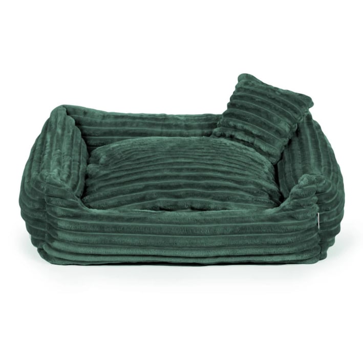 green ribbed dog bed
