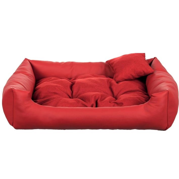 red eco leather dog bed