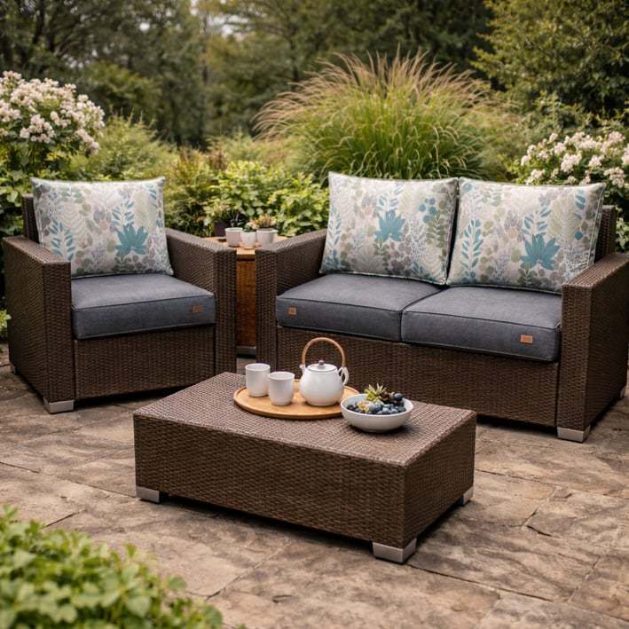 pastel leaves cushions for rattan sofa