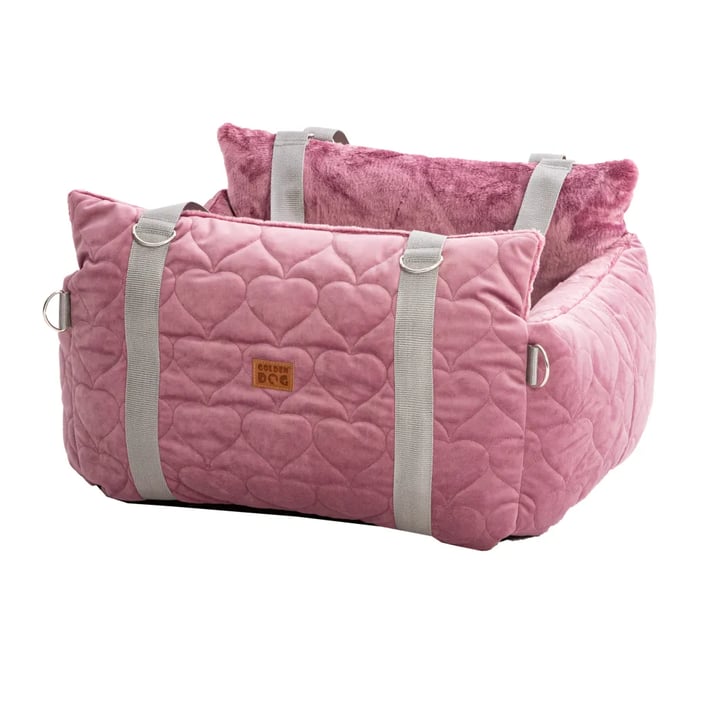 3in1 velvet dog car seat pink