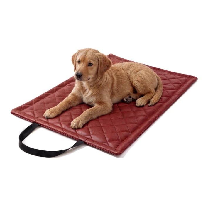 Waterproof Faux Leather Dog Mat - Diamond - Red