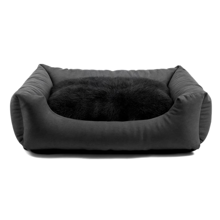 dark grey dog bed fluffy nelo