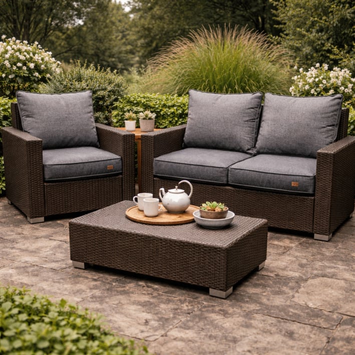 grey melange rattan furniture cushions
