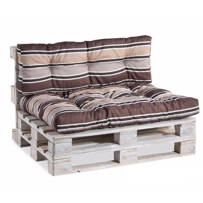 brown stripes pallet cushions set