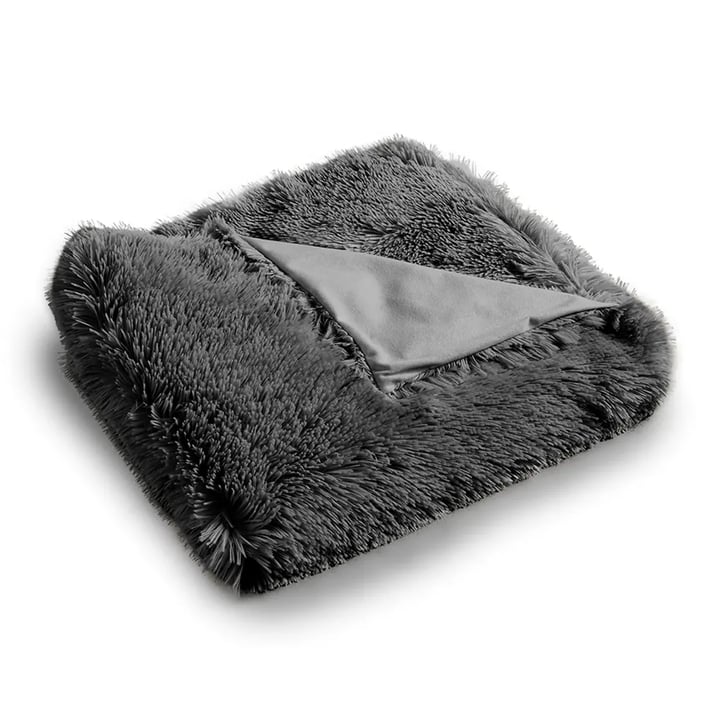 dark grey plush blanket