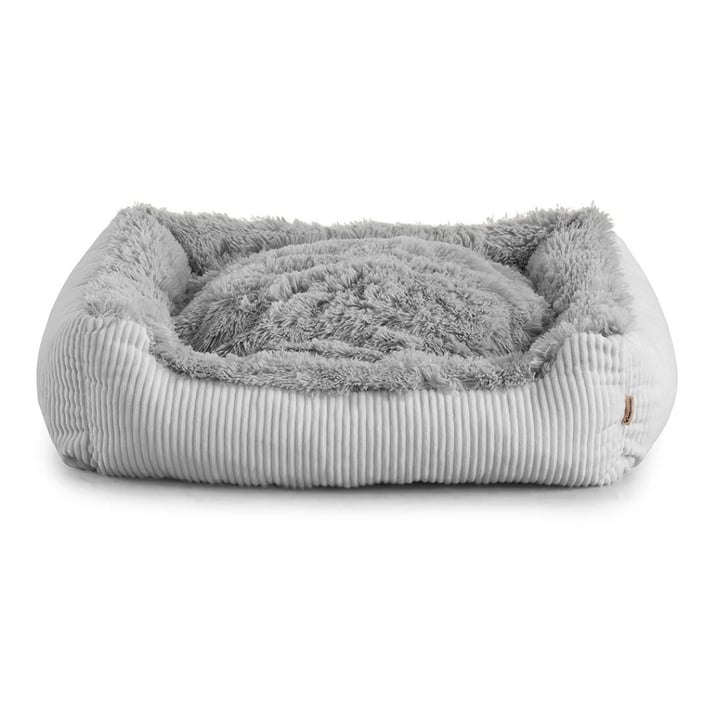 light grey shaggy dog bed