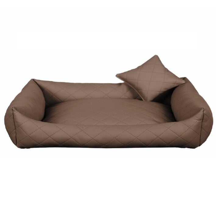 beige quilted eco leather dog bed