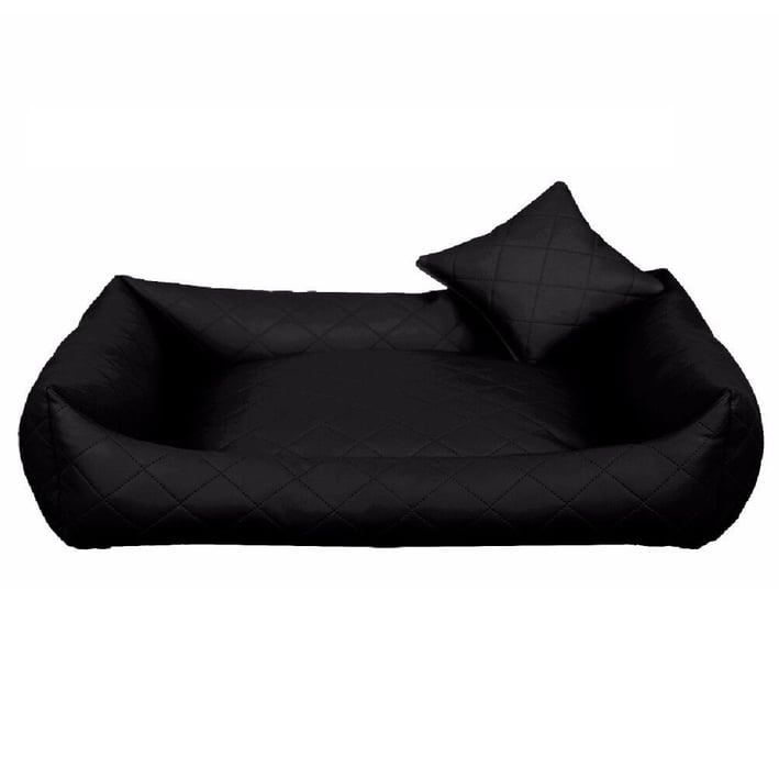 black quilted eco leather dog bed