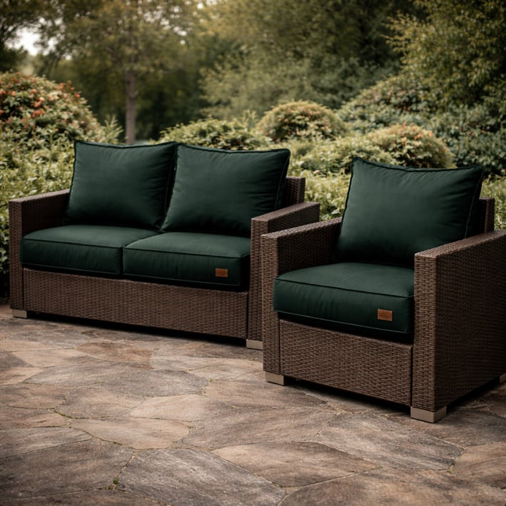dark green cushions for rattan sofa