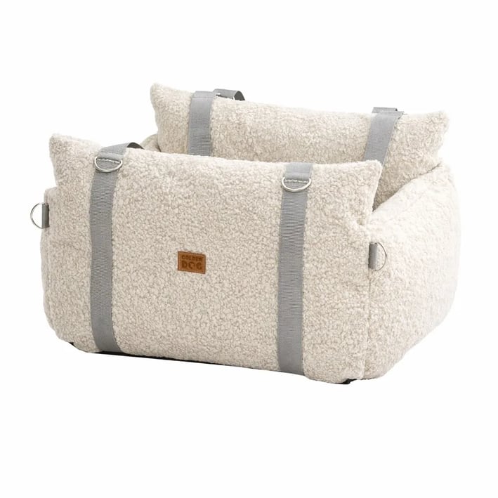 3in1 boucle dog car seat cream