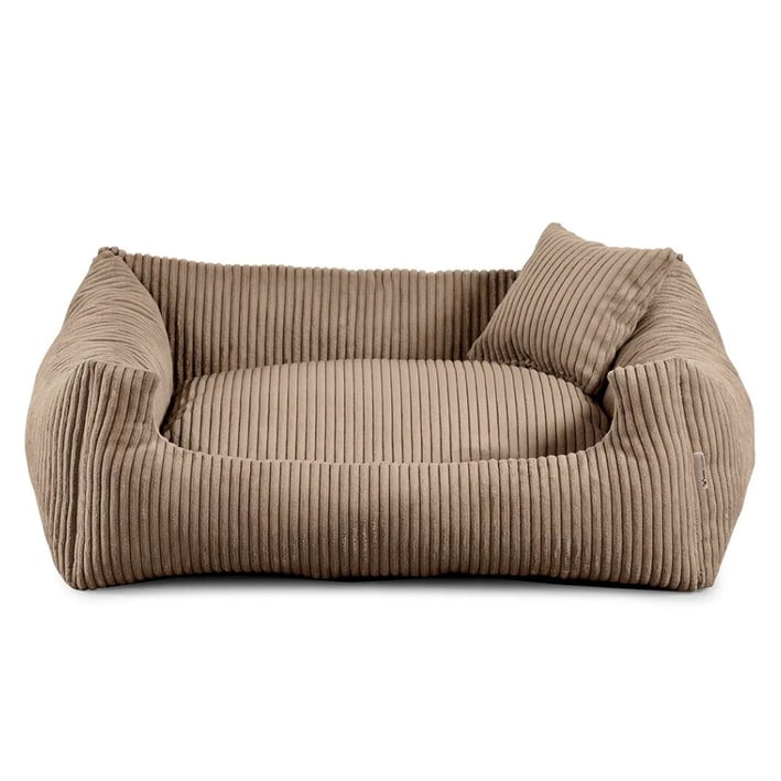 light brown soft stripe dog bed