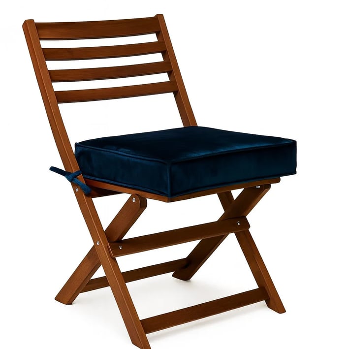 chair velvet cushion in dark blue