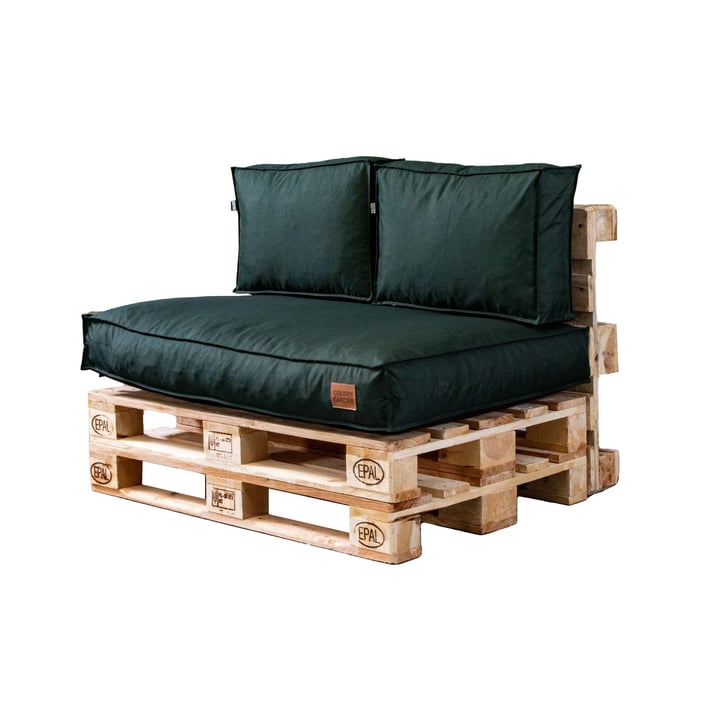 pallet cushions set in bottle green