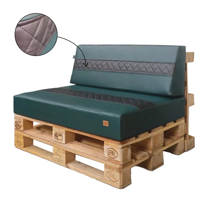 bottle green eco leather pallet cushion