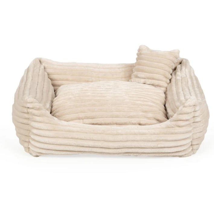 cream ribbed dog bed