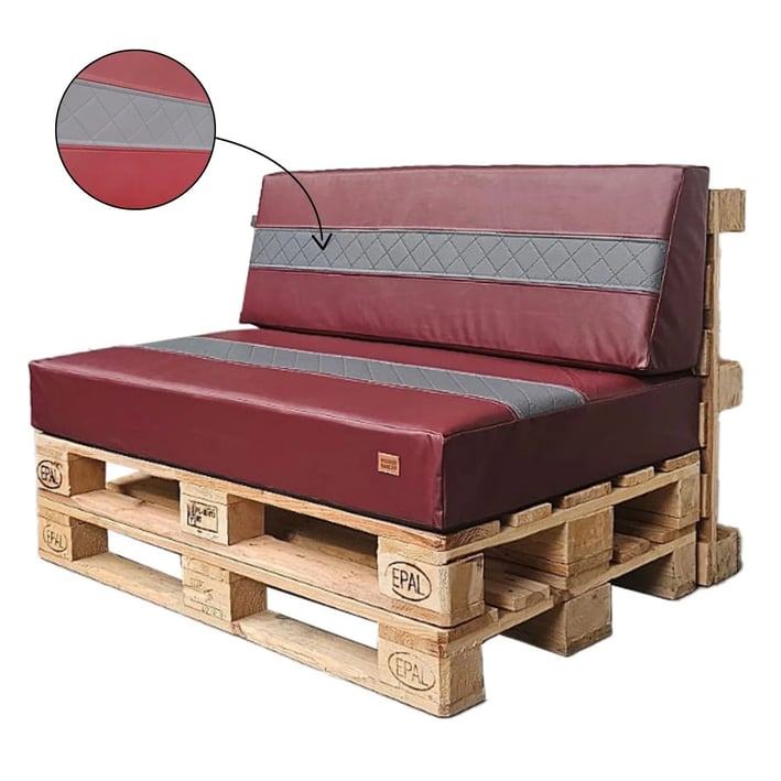 burgundy eco leather pallet cushion