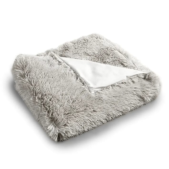 light grey plush blanket
