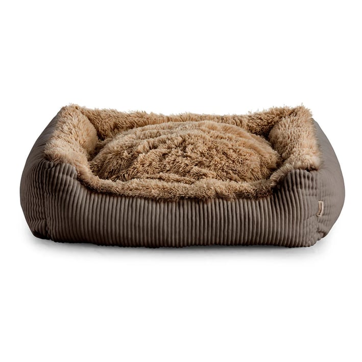 brown shaggy dog bed