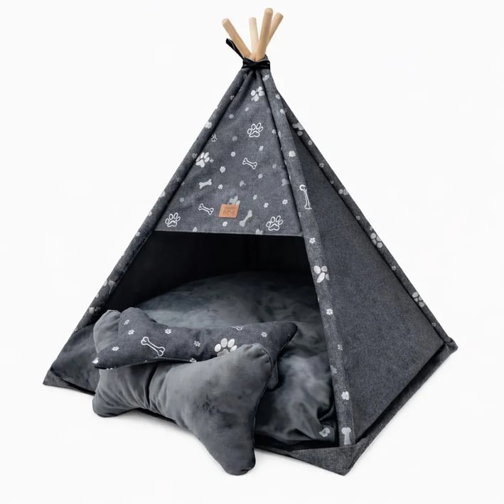 teepee dog bed silver paws