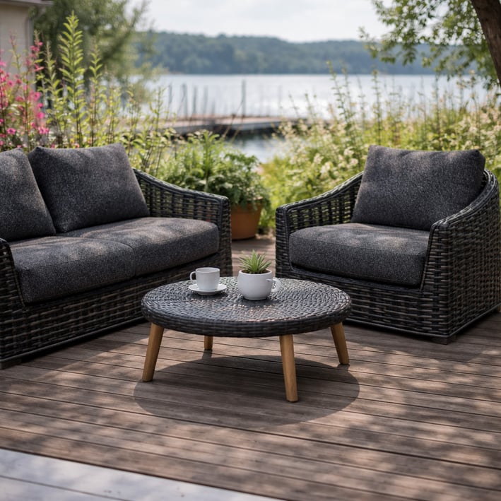 boucle set of cushion in graphite colour