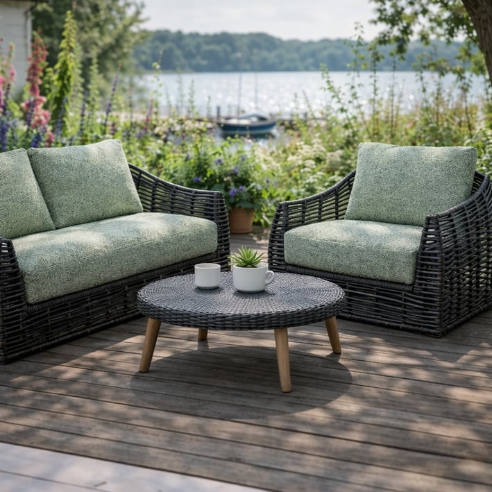 boucle set of cushion in sage colour
