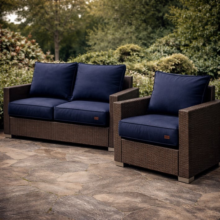 dark blue cushions for rattan sofa