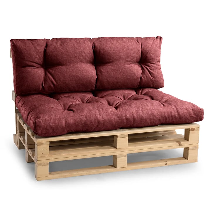 burgundy pallet cushions set