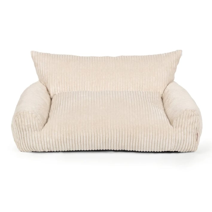 cream stripe dog bed