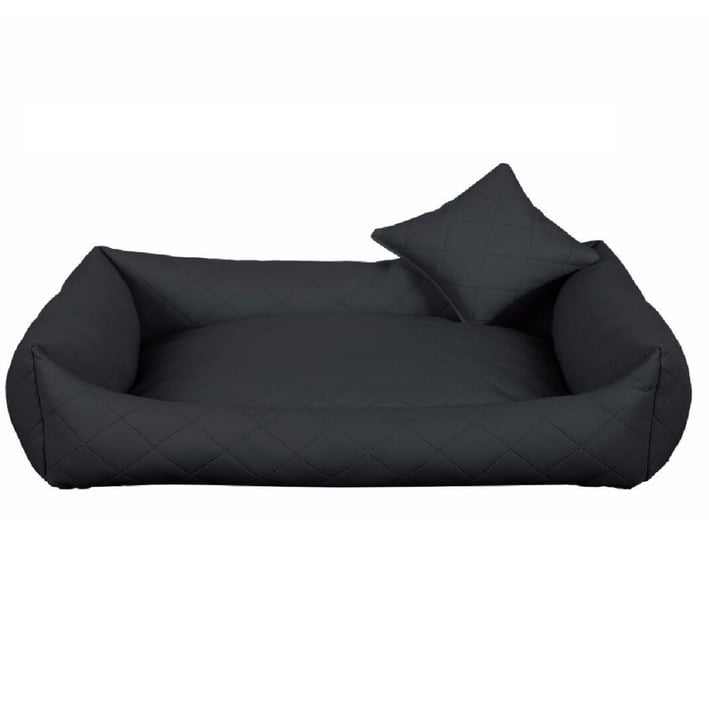 Quilted Eco Leather Dog Bed  – Anthracite
