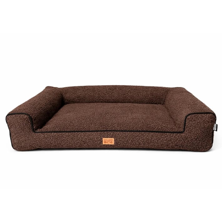 brown boucle dog bed