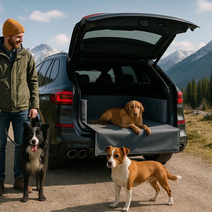 Eco‑Leather Waterproof Dog Car Boot Mat with Raised Sides - Cream ...