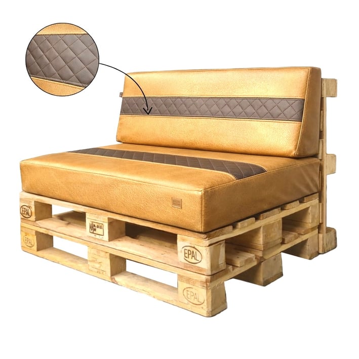 warm gold faux leather pallet cushion