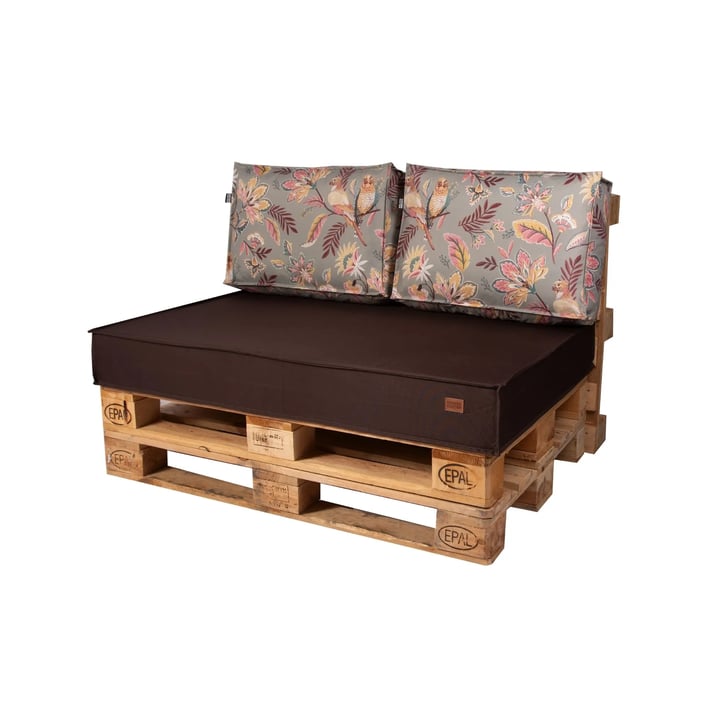 pallet cushion set in frida chocolate pattern