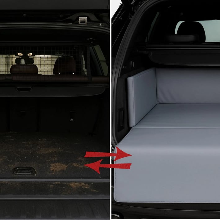 Eco‑Leather Waterproof Dog Car Boot Mat with Raised Sides - Cream ...