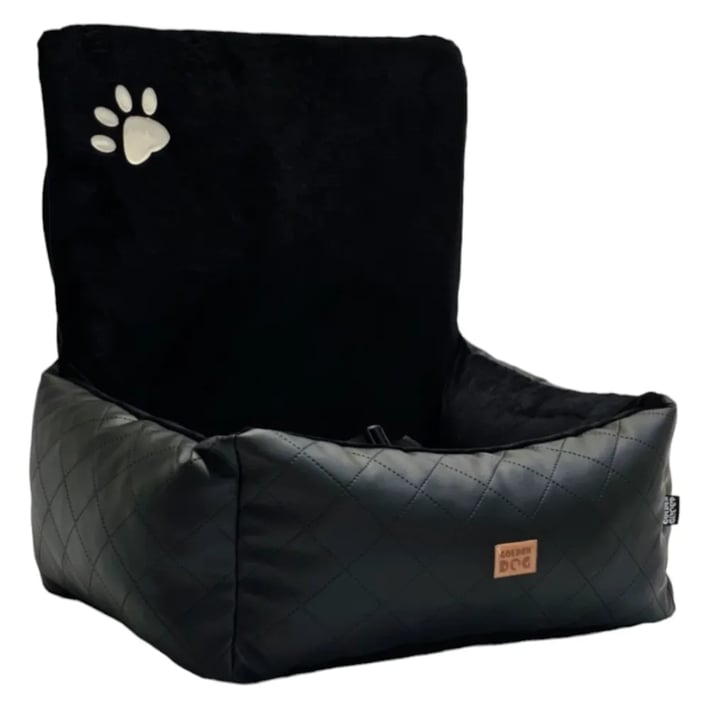 black plush dog car seat