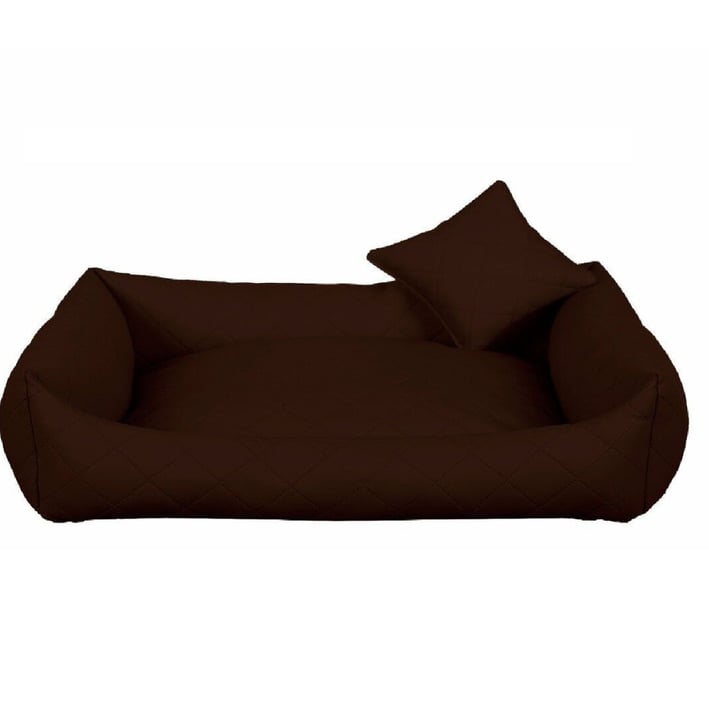 brown quilted eco leather dog bed