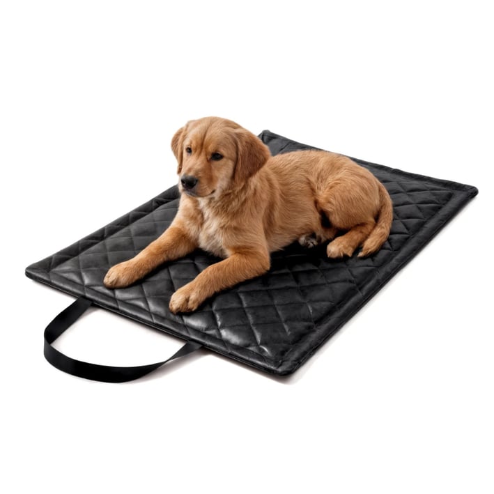 Waterproof Faux Leather Dog Mat - Diamond - Black
