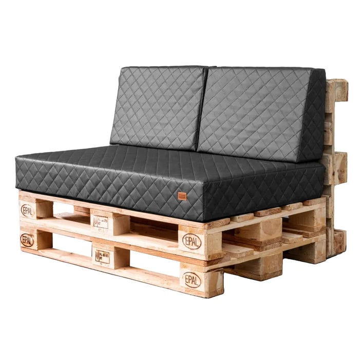 eco leather quilted pallet cushion grey
