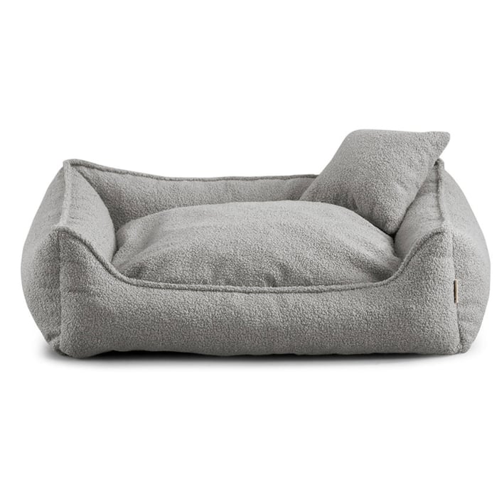 light grey boucle dog bed