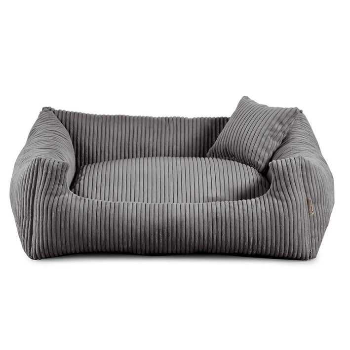 dark grey soft stripe dog bed