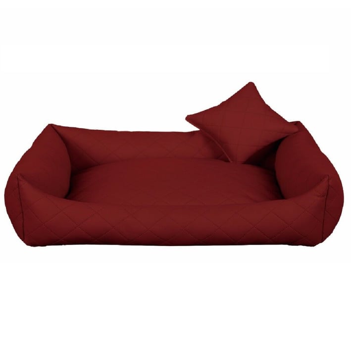 burgundy quilted eco leather dog bed