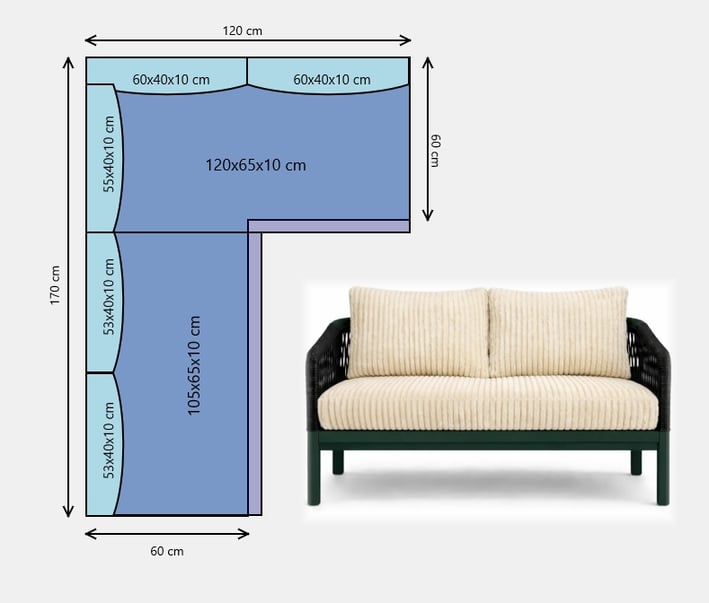 Custom size cushion set - Thick‑wale corduroy - off‑white