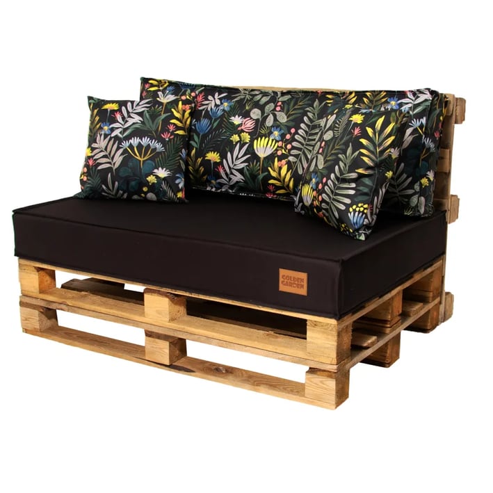 black flowers pallet cushion set