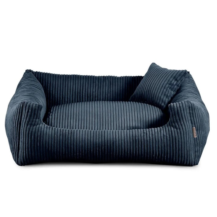 dark blue soft stripe dog bed