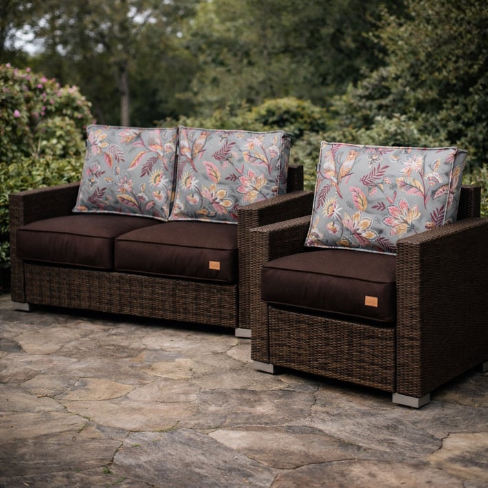 frida chocolate fabric cushions for rattan sofa