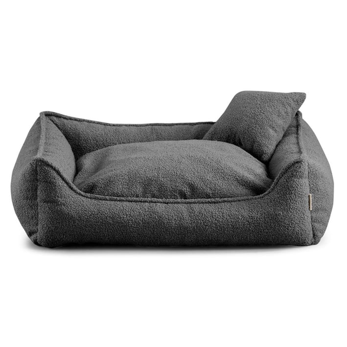 dark grey boucle dog bed