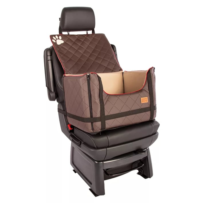 brown dog car seat