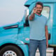 Men driver near lorry truck truck driver in safety vest near truck trucker man transportation